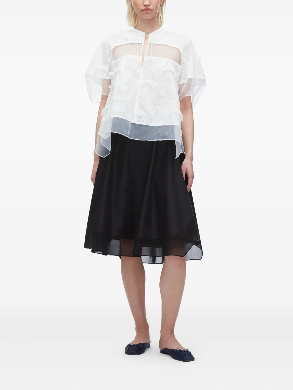 3.1 Phillip Lim floral-embroidered layered blouse Wit