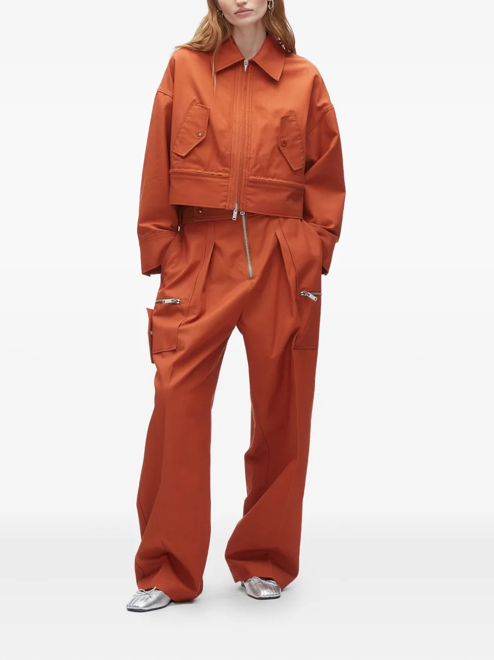 3.1 Phillip Lim zip-front pocket shirt jacket Oranje