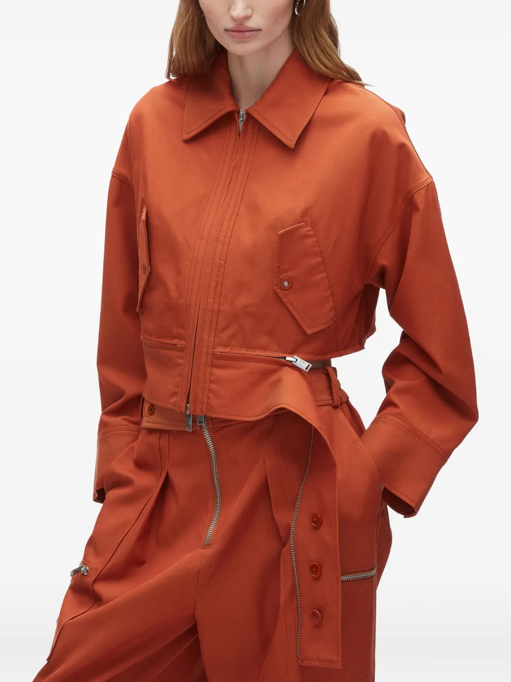 3.1 Phillip Lim zip-front pocket shirt jacket Oranje
