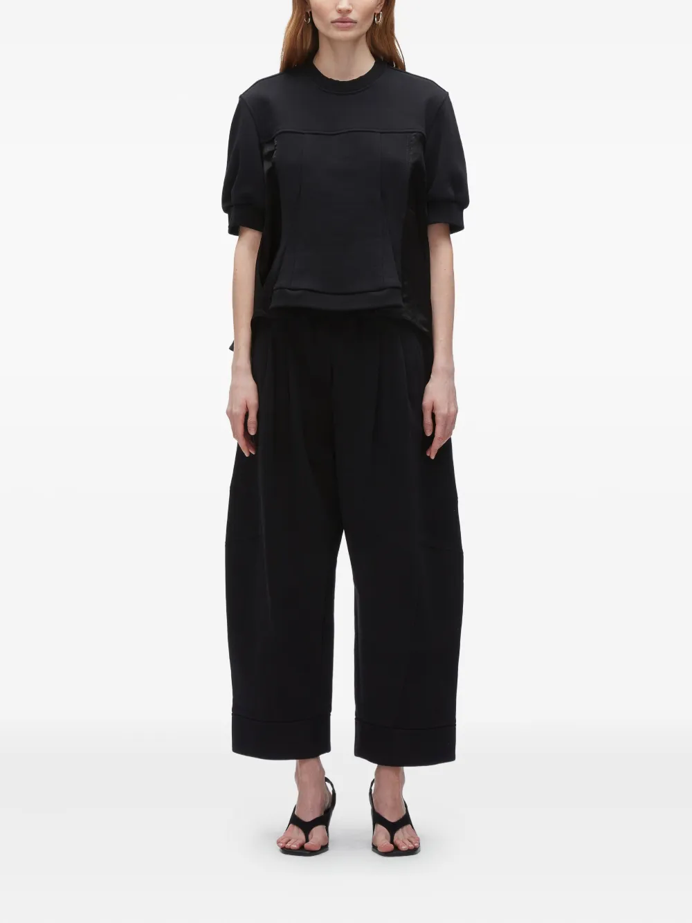 3.1 Phillip Lim panelled puff-sleeve T-shirt Zwart