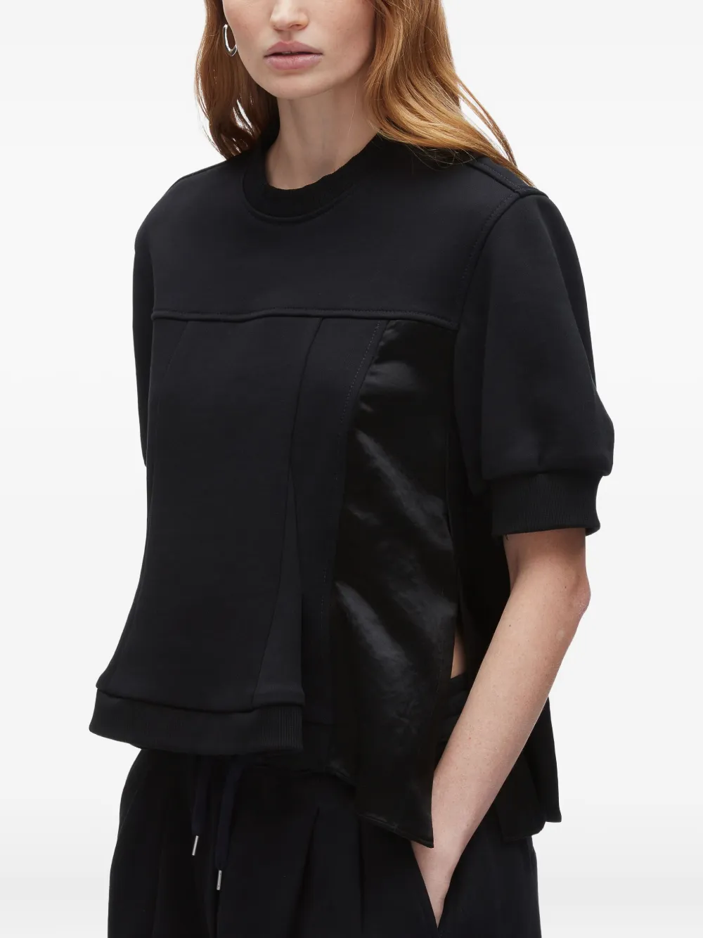 3.1 Phillip Lim panelled puff-sleeve T-shirt Zwart