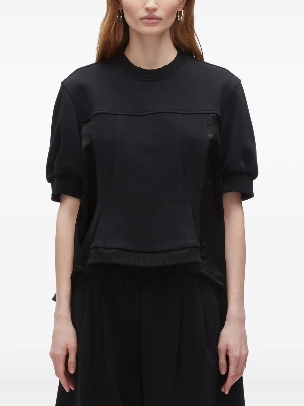 3.1 Phillip Lim panelled puff-sleeve T-shirt Zwart