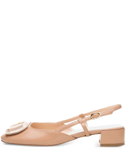 Poche Paris block-heel slingback pumps