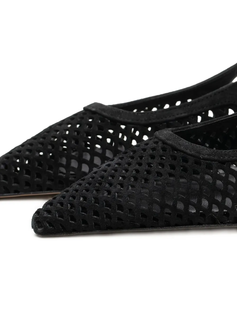 Poche Paris perforated slingback flat pumps Black