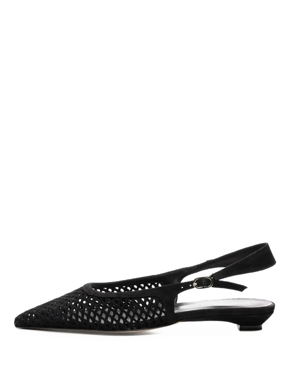 Poche Paris perforated slingback flat pumps | Black | Image 1