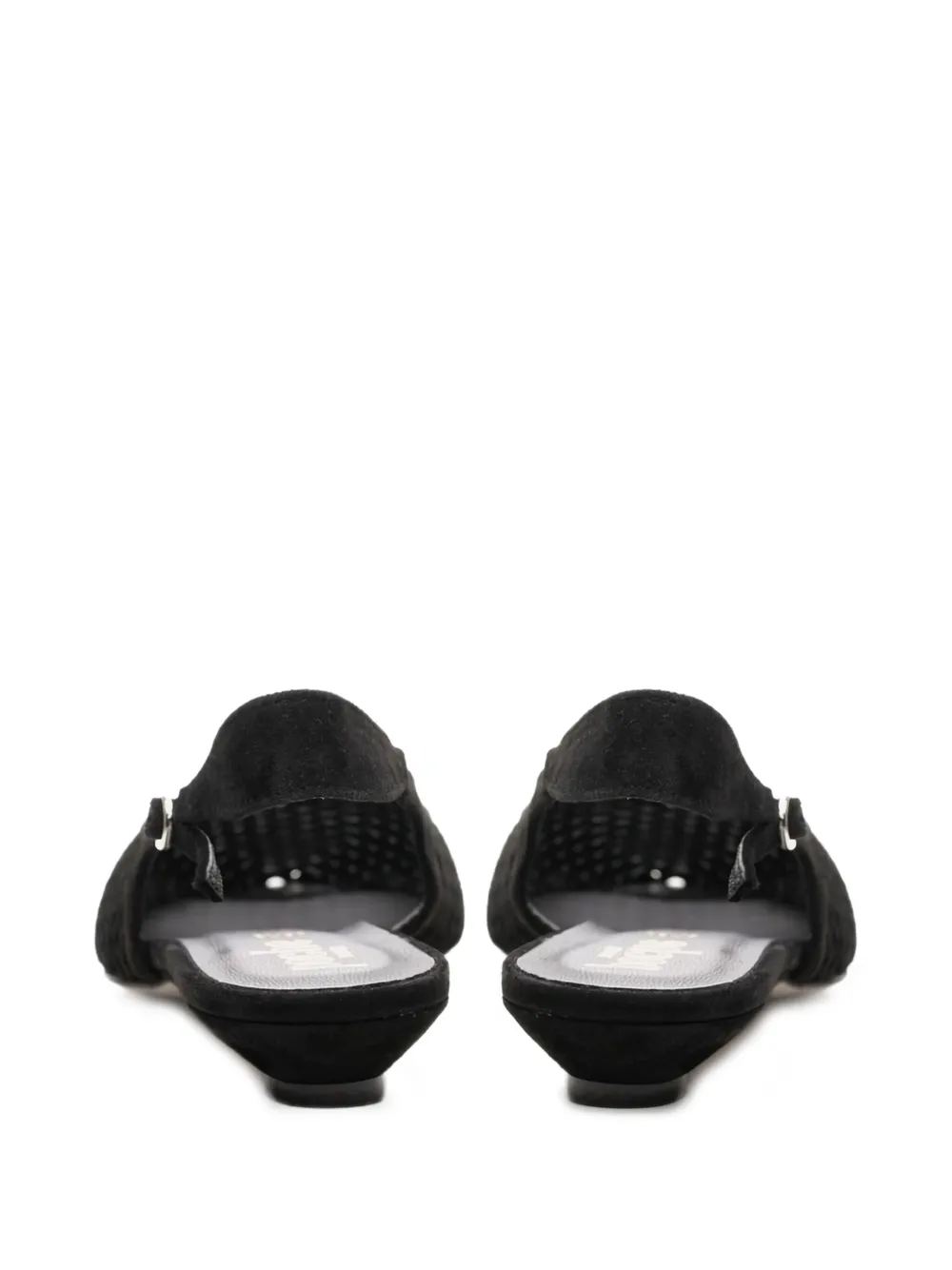 Poche Paris perforated slingback flat pumps Black