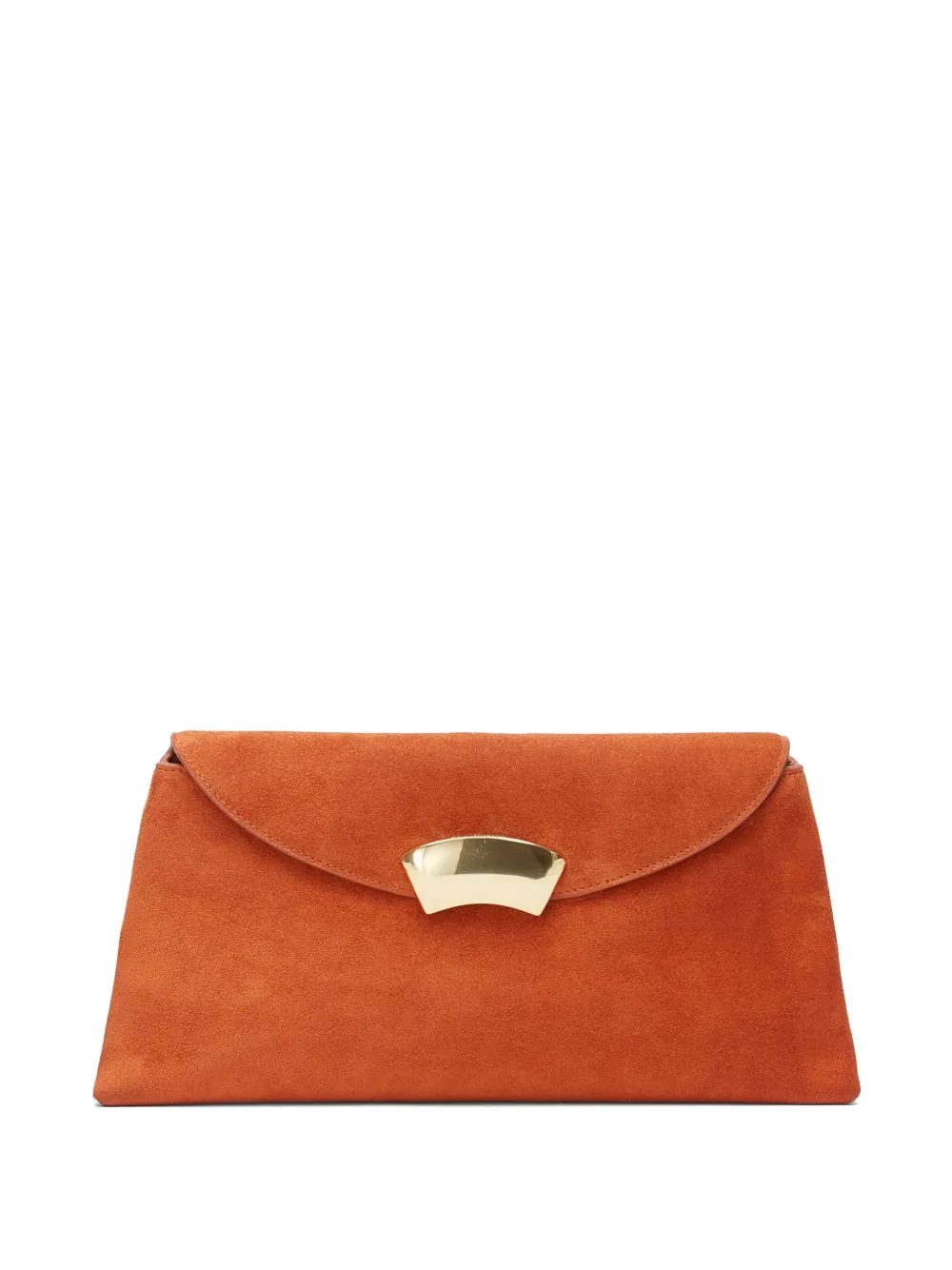 3.1 Phillip Lim curved-flap suede clutch Oranje