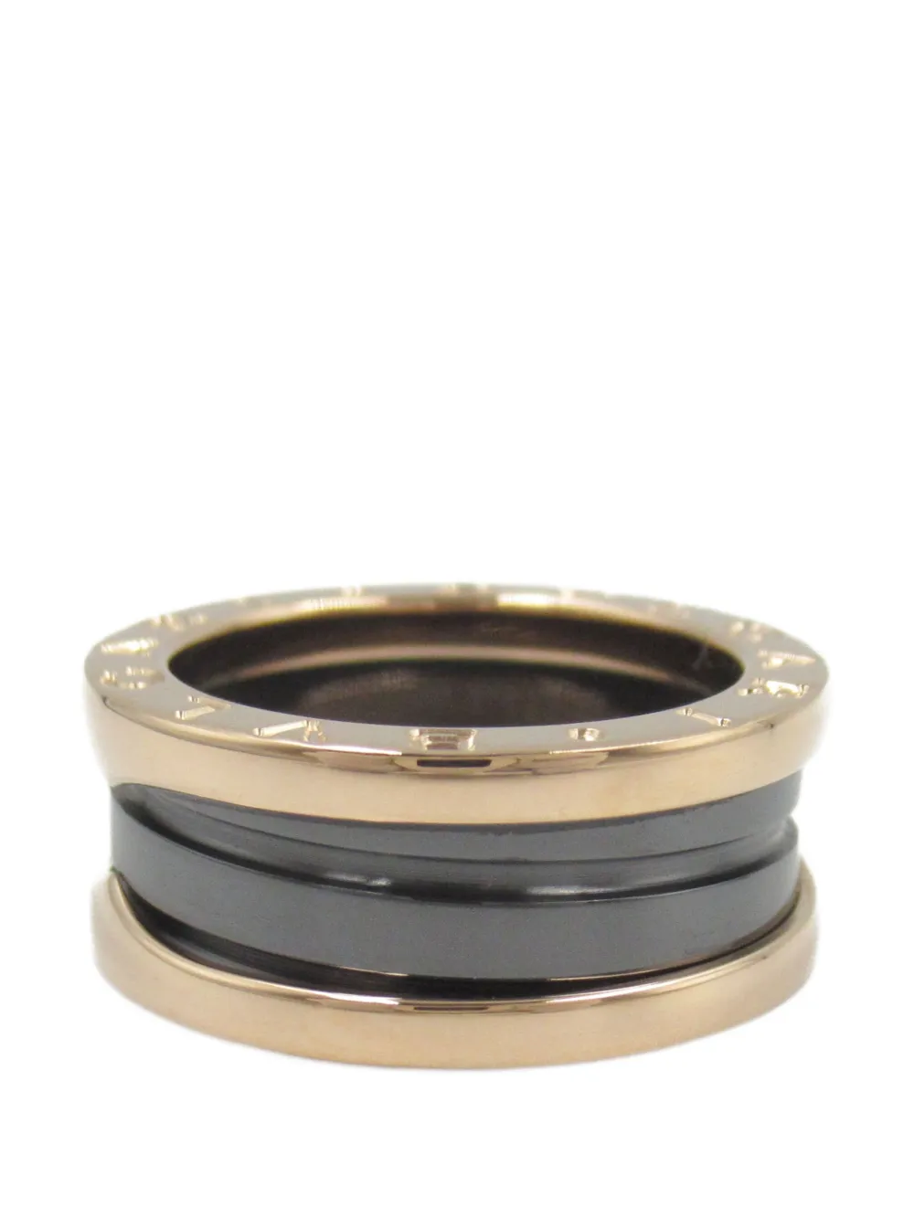 Pre-owned Bvlgari 2010-2025 18k Rose Gold And Ceramic B.zero1 Two Band Ring