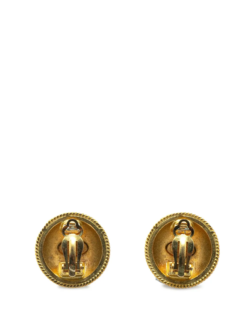 CHANEL Pre-Owned 1995 Gold Plated CC Round Clip on Earrings costume earrings | Image 2