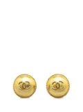 CHANEL Pre-Owned 1995 Gold Plated CC Round Clip on Earrings costume earrings
