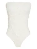 Brigitte Manu floral-jacquard swimsuit - White