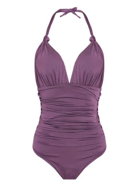 Brigitte halterneck ruched swimsuit