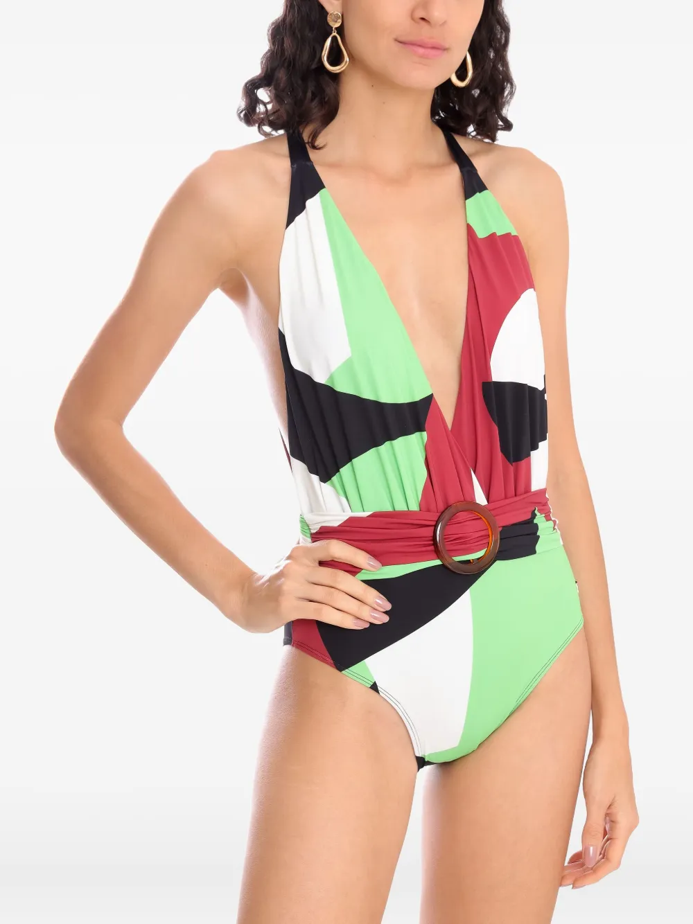 Brigitte Vivi badpak met geometrische print Groen