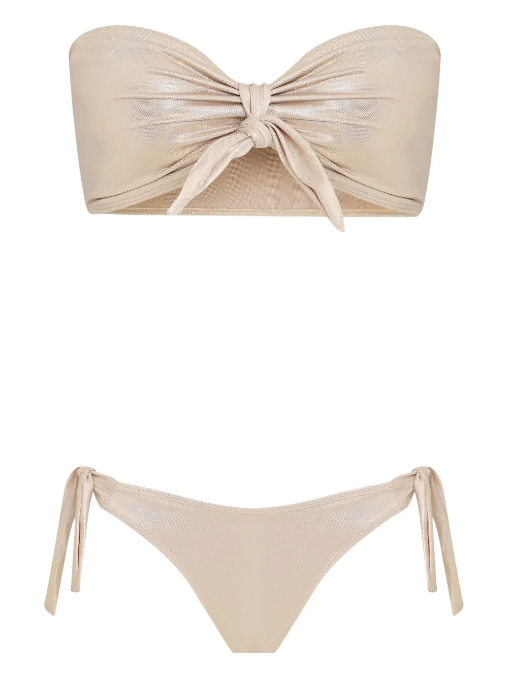 Brigitte tie-front metallic-effect bikini set | Gold | Image 1