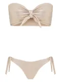 Brigitte tie-front metallic-effect bikini set - Gold