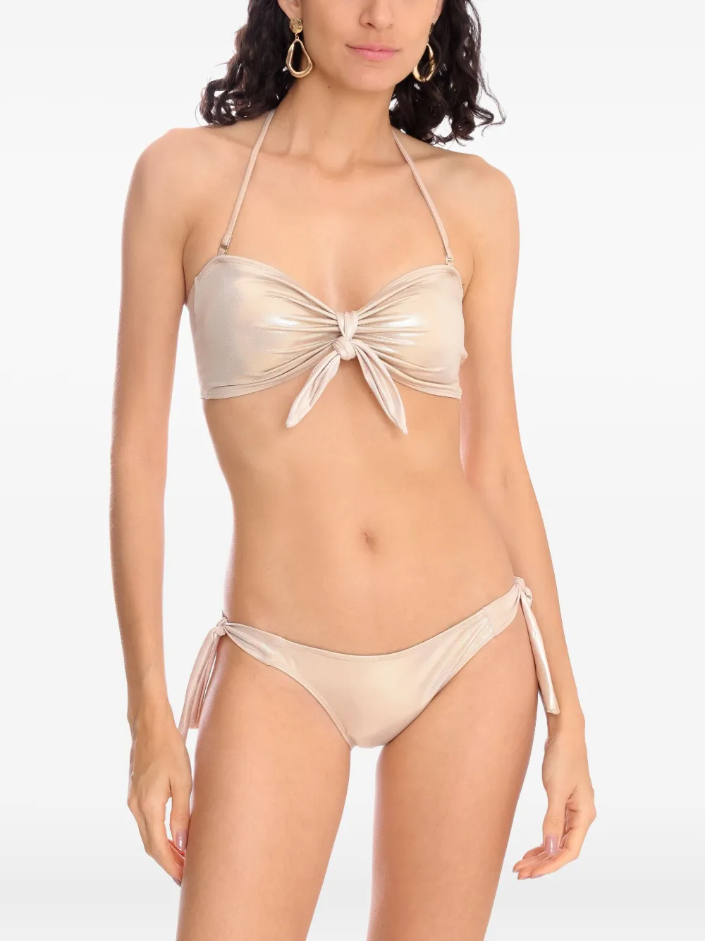 Brigitte tie-front metallic-effect bikini set | Bikinis | Image 2