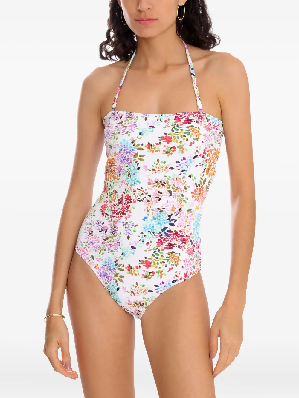 Brigitte Manu badpak met bloemenprint Wit