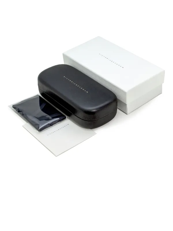 Victoria Beckham White Eyewear Box with Black Logo VICTORIA BECKHAM White Box Black Leather Sunglasses Case Set  main image 4