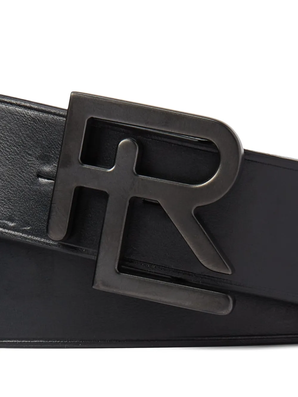 Ralph Lauren Purple Label logo扣环皮质边饰腰带 | 黑色 | FARFETCH CN