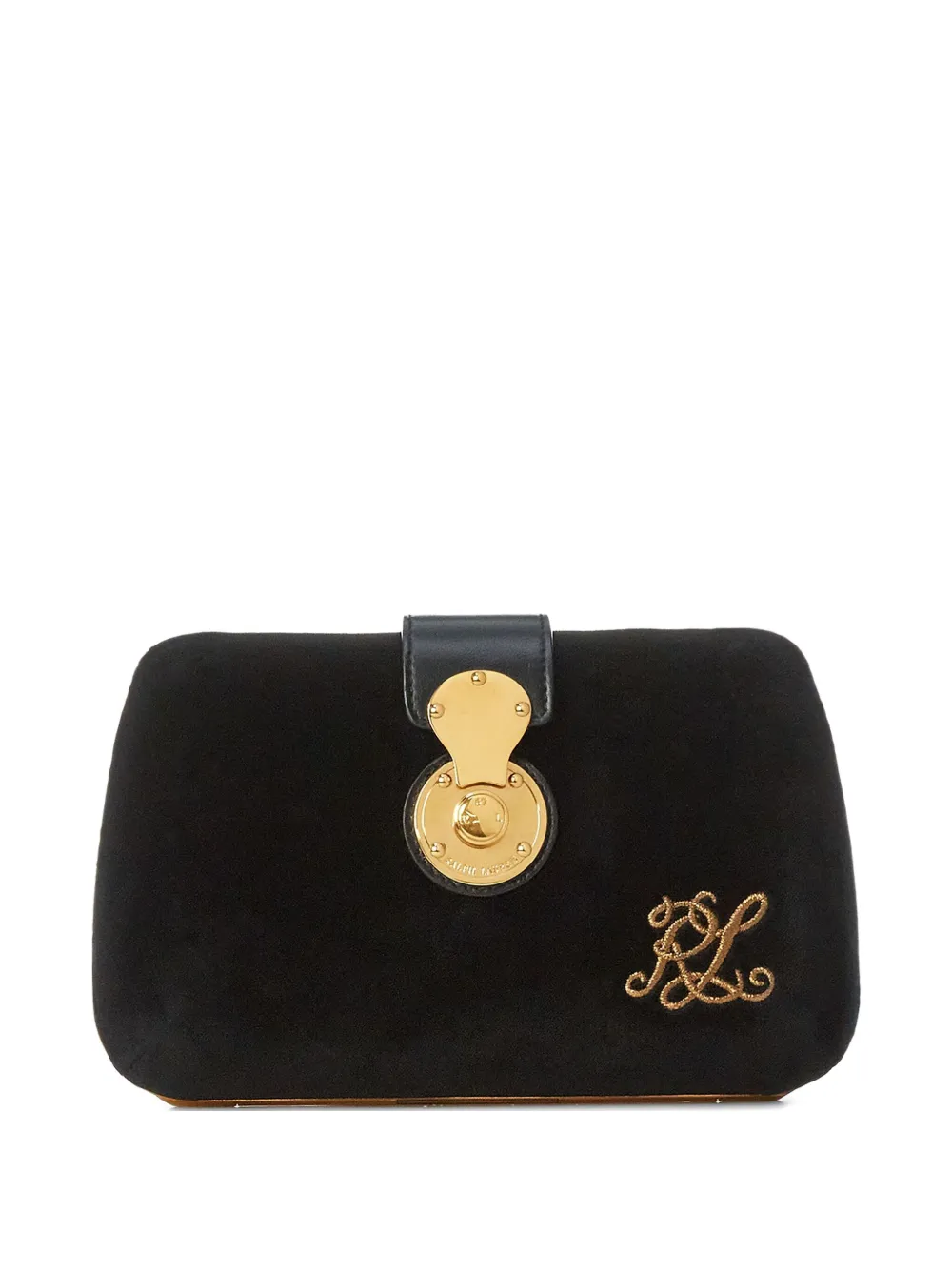Ralph Lauren Collection Clutch in velluto con ricamo - Nero