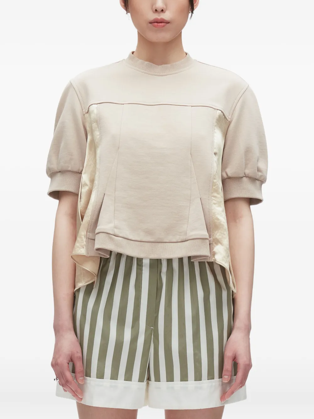 3.1 Phillip Lim panelled cotton T-shirt Beige