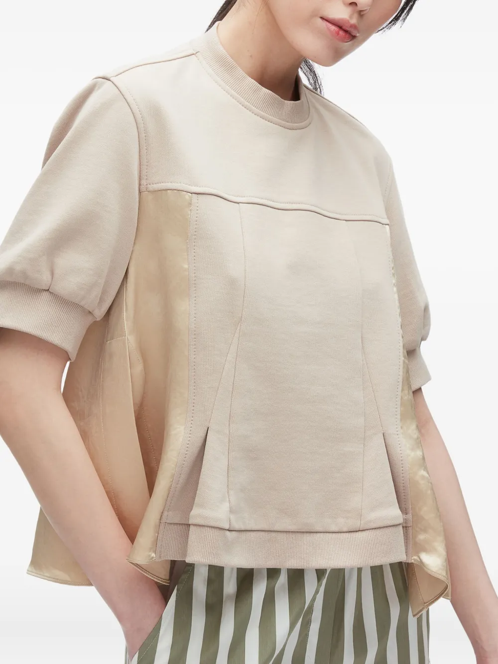 3.1 Phillip Lim panelled cotton T-shirt Beige