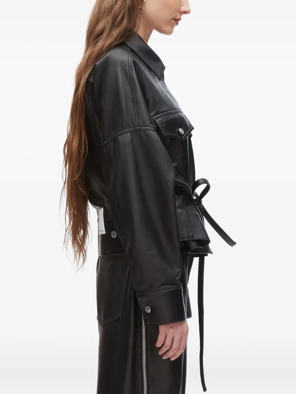 3.1 Phillip Lim belted leather shirt jacket Zwart