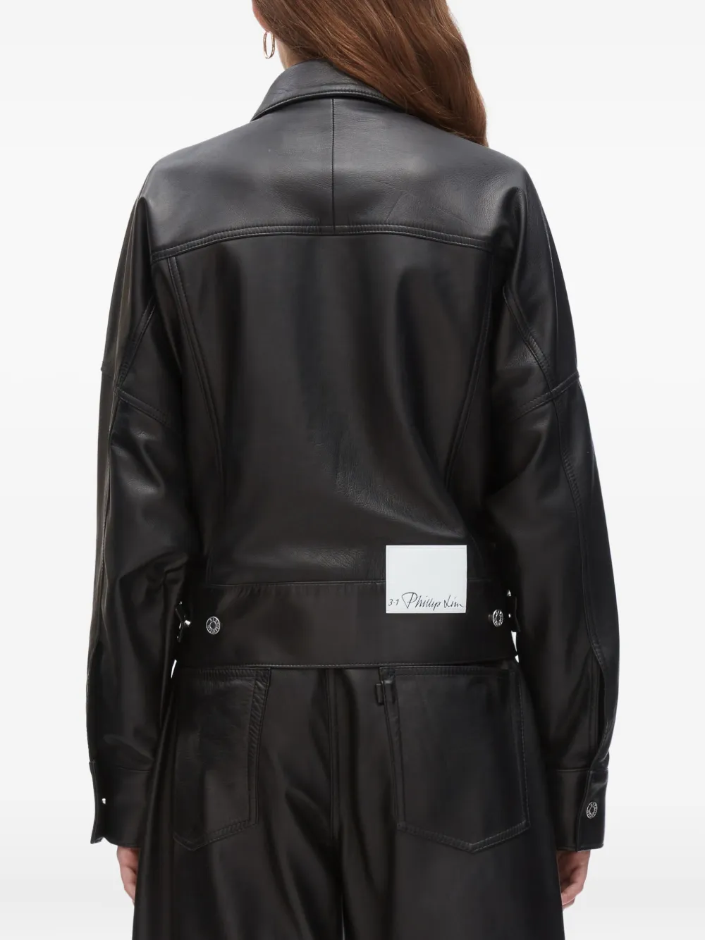 3.1 Phillip Lim belted leather shirt jacket Zwart