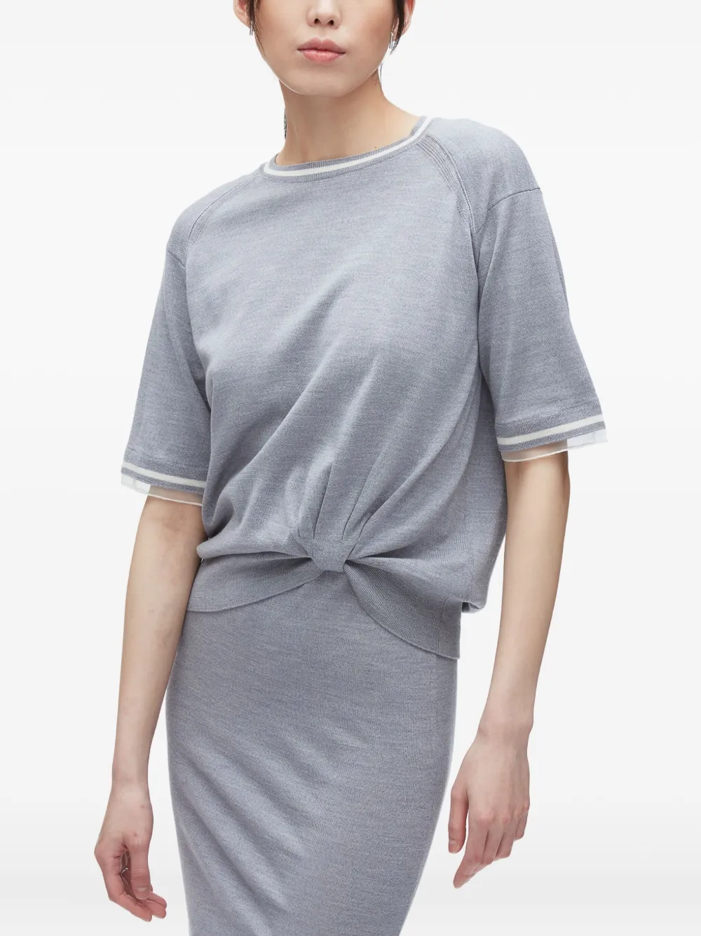 3.1 Phillip Lim knot-detail merino midi dress Grijs