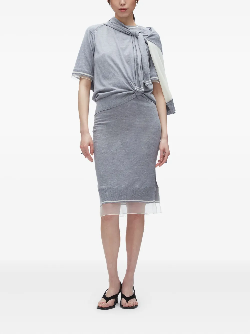 3.1 Phillip Lim knot-detail merino midi dress Grijs
