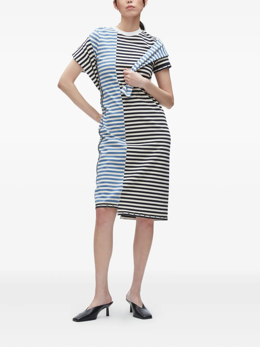 3.1 Phillip Lim striped panelled midi dress Zwart