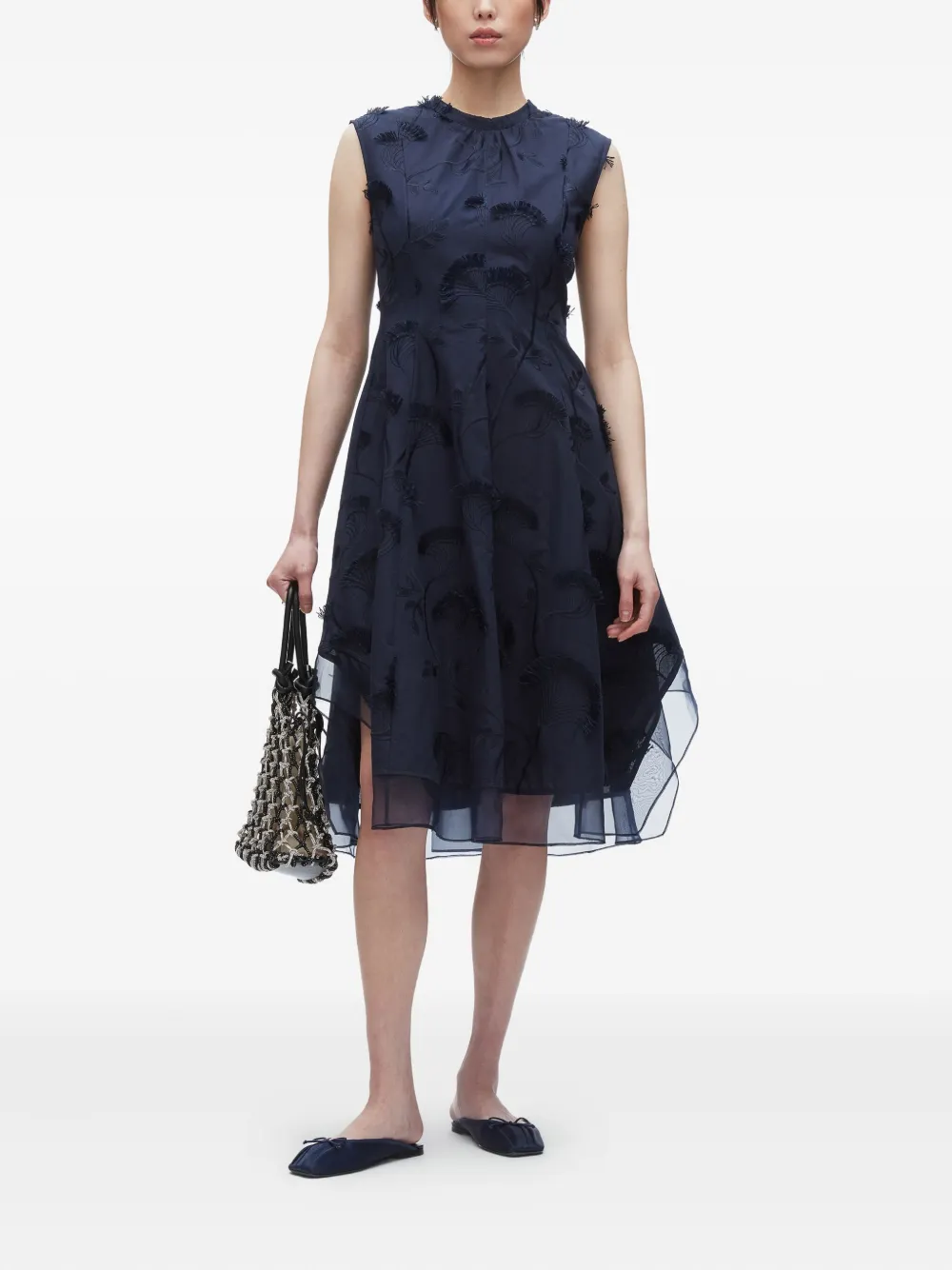 3.1 Phillip Lim floral-embroidered sleeveless midi dress Blauw