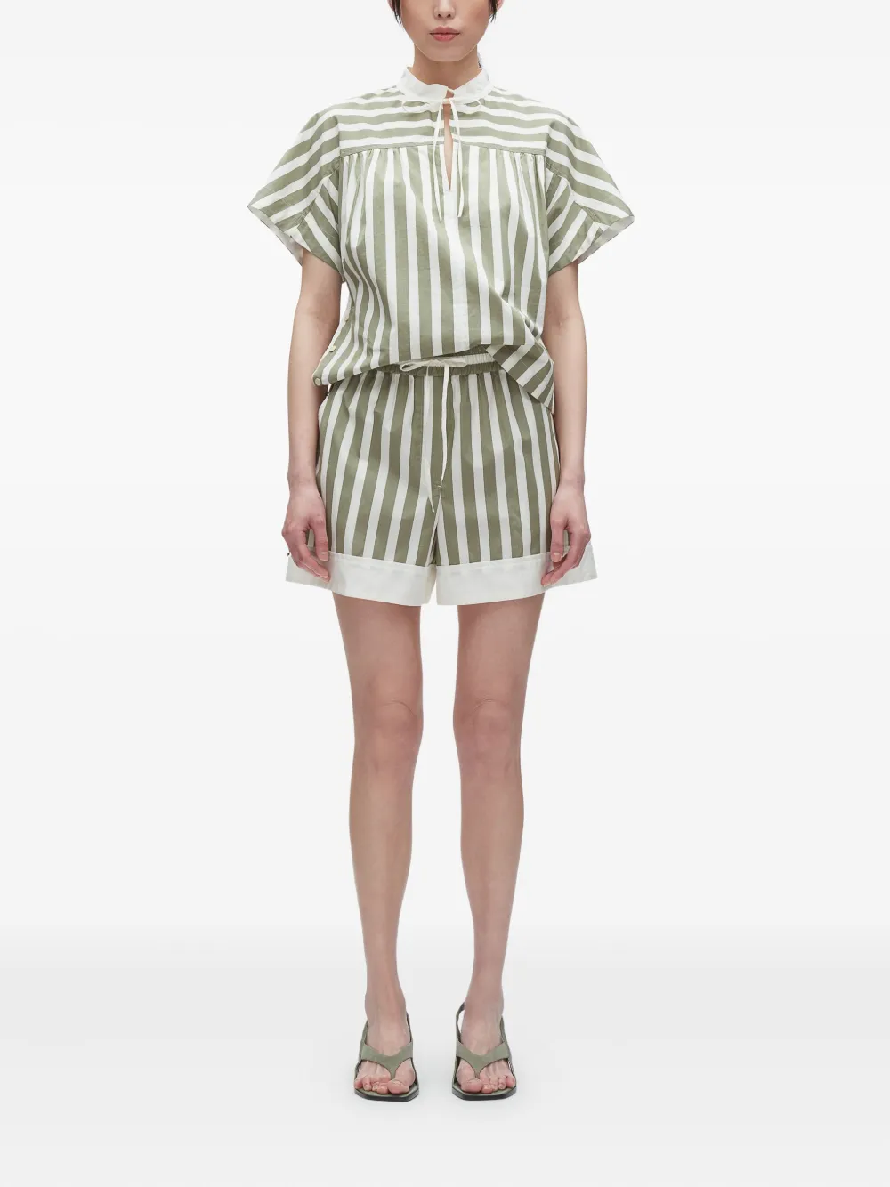 3.1 Phillip Lim striped drawstring shorts Groen