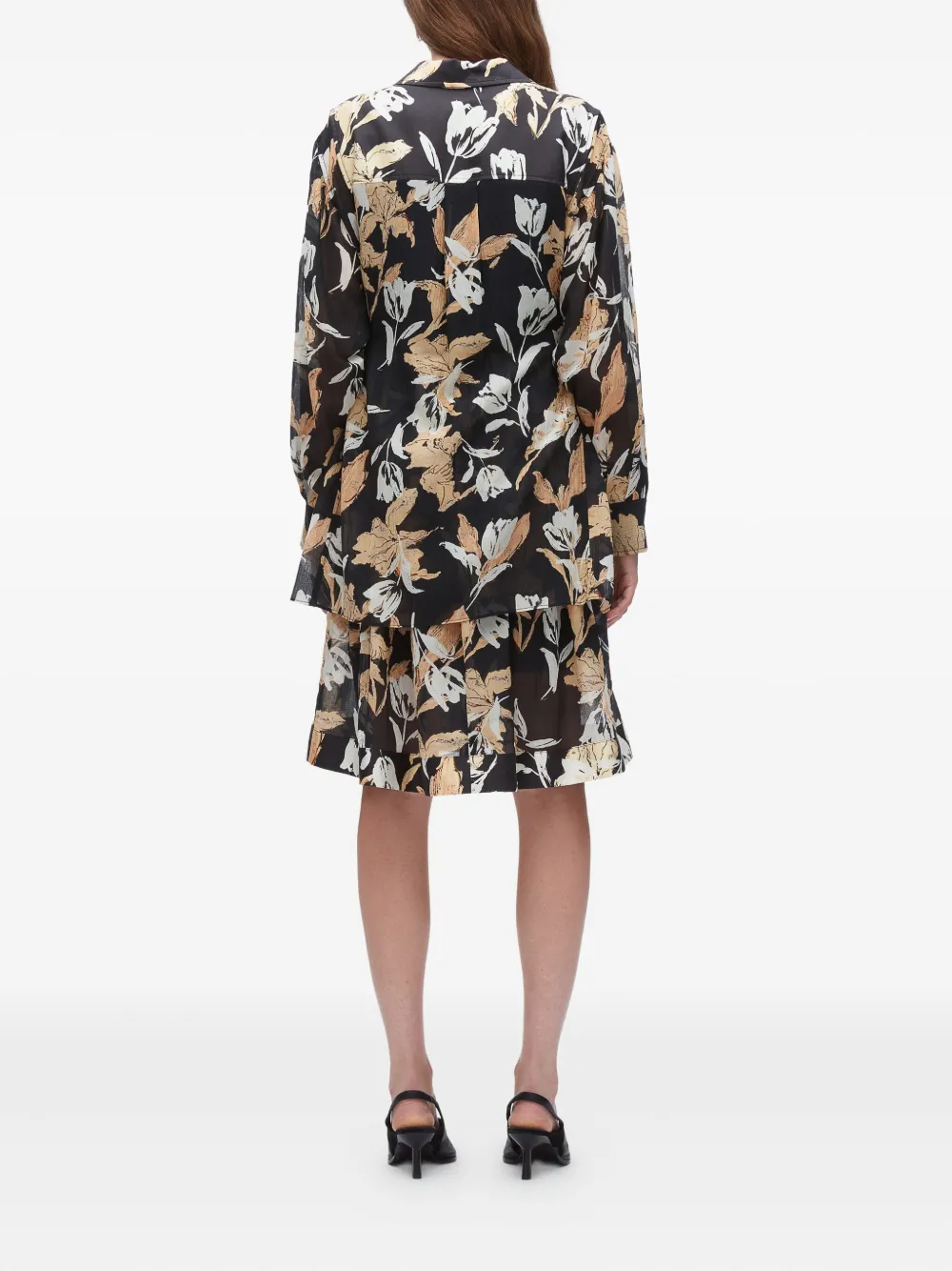 3.1 Phillip Lim floral-print belted midi dress Zwart