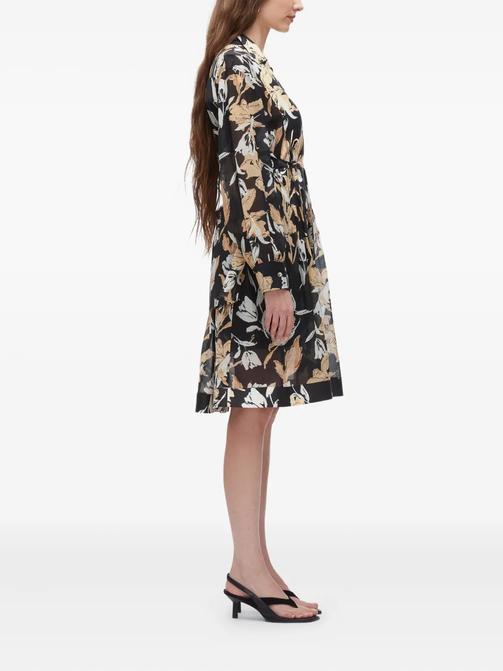 3.1 Phillip Lim floral-print belted midi dress Zwart