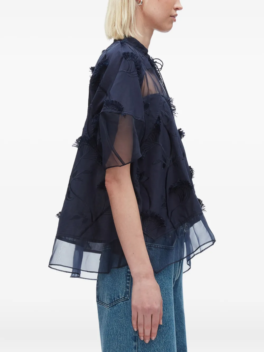 3.1 Phillip Lim embroidered ruffled blouse Blauw