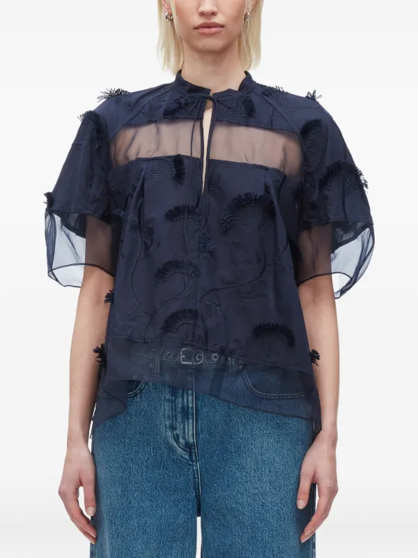 3.1 Phillip Lim ラッフルブラウス | ブルー | FARFETCH JP