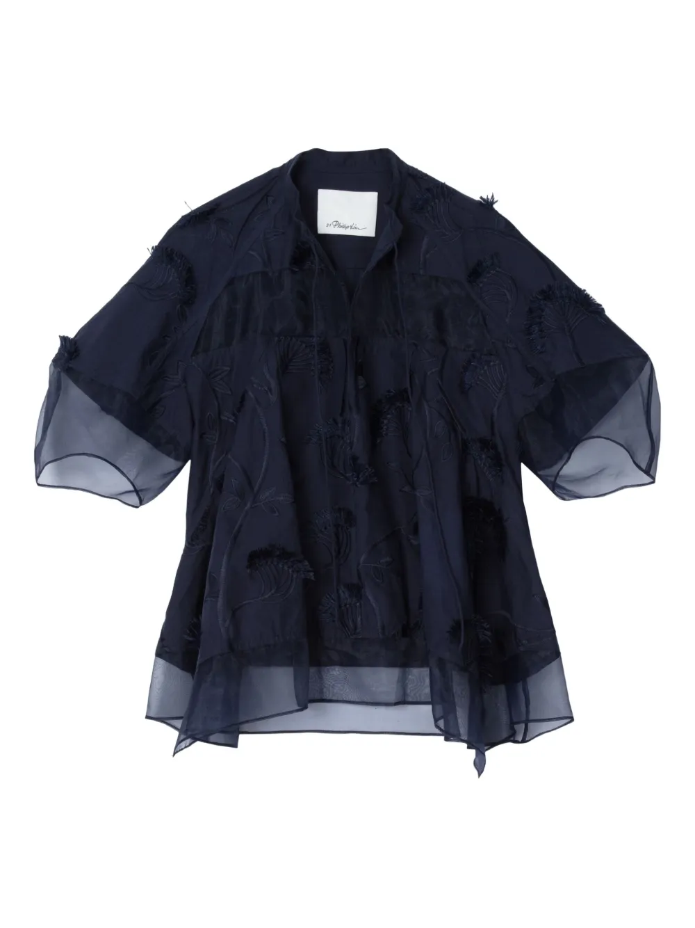 3.1 Phillip Lim embroidered ruffled blouse - ブルー 3.1 Phillip Lim embroidered ruffled blouse - ブルー