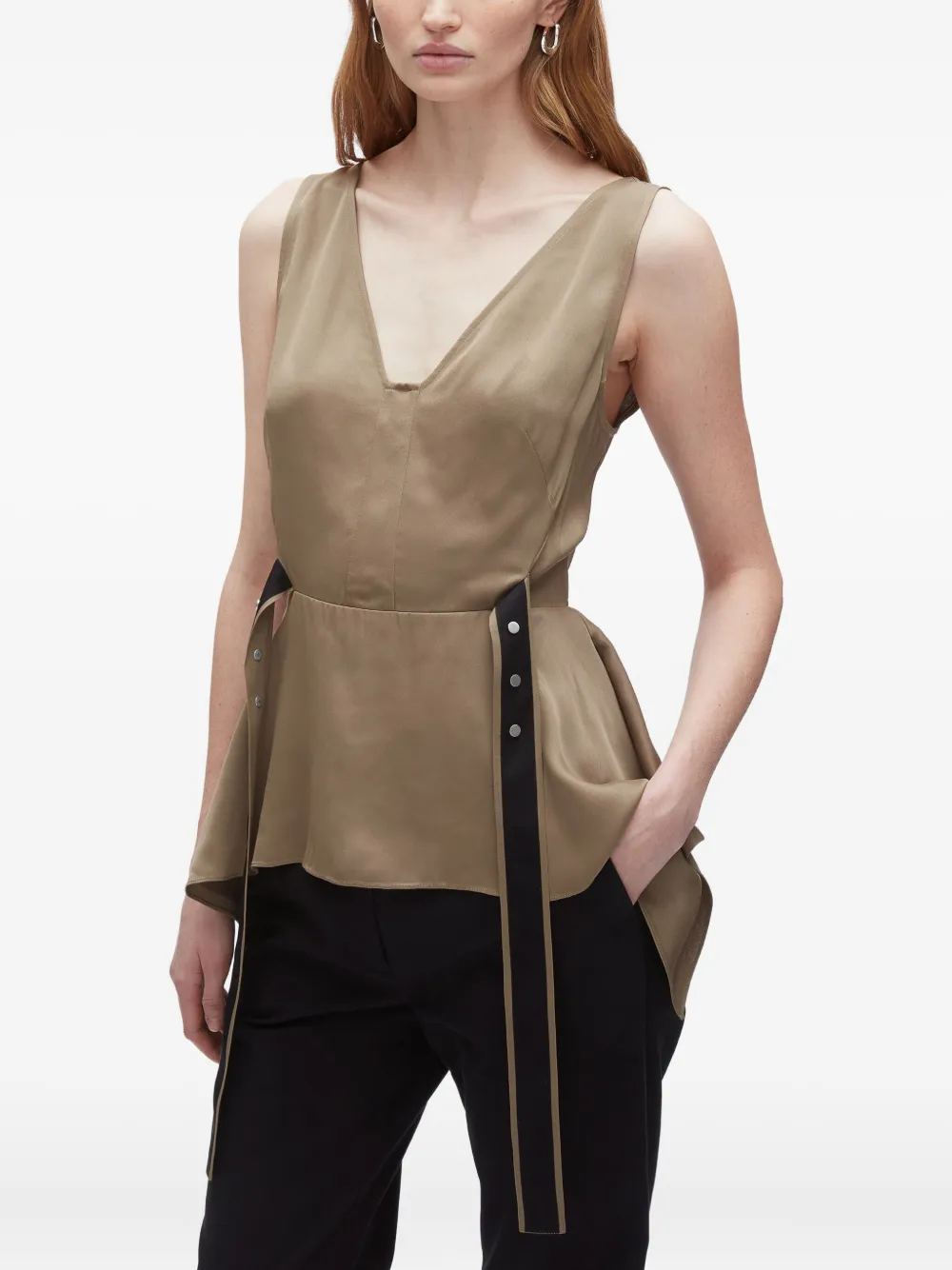 3.1 Phillip Lim V-neck peplum top Beige