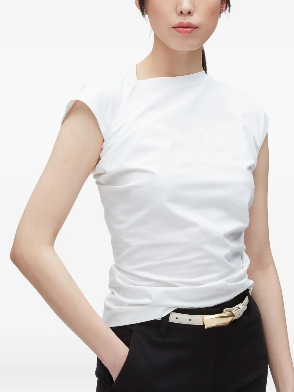 3.1 Phillip Lim draped cap-sleeve tank top Wit