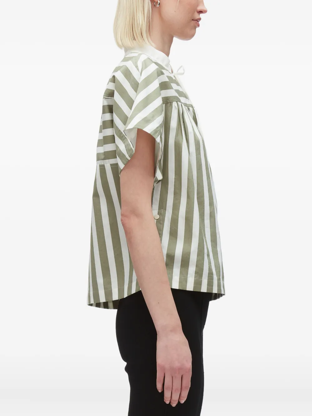 3.1 Phillip Lim striped tie-neck top Groen