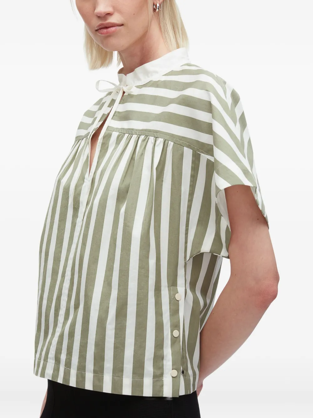 3.1 Phillip Lim striped tie-neck top Groen