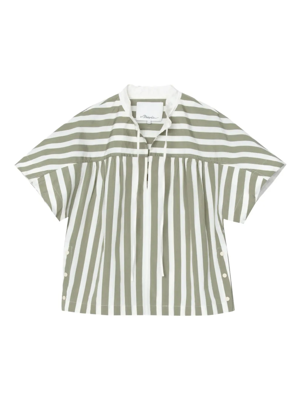 3.1 Phillip Lim striped tie-neck top - グリーン 3.1 Phillip Lim striped tie-neck top - グリーン