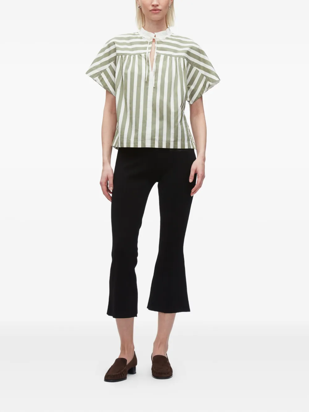 3.1 Phillip Lim striped tie-neck top Groen
