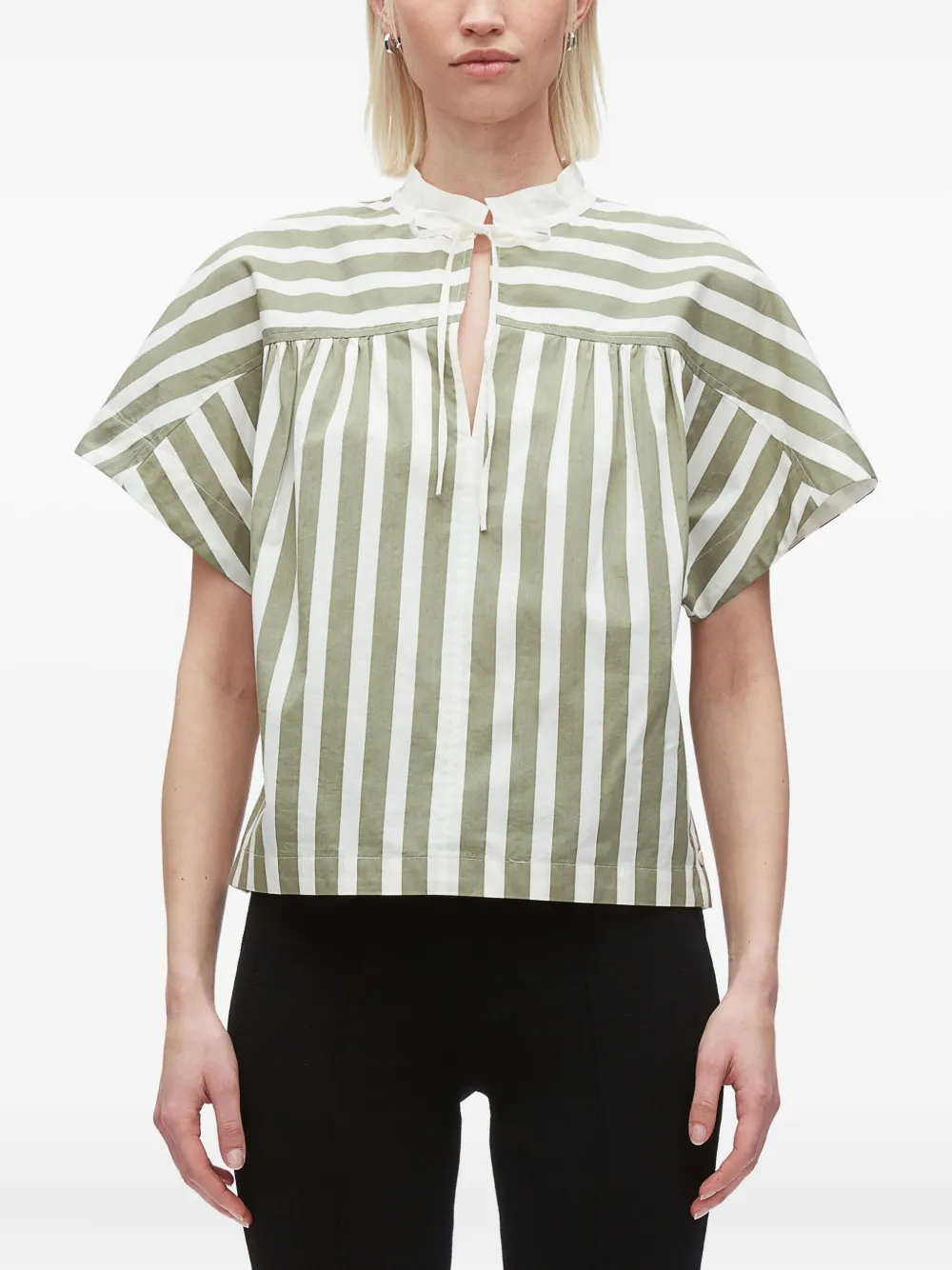 3.1 Phillip Lim striped tie-neck top Groen
