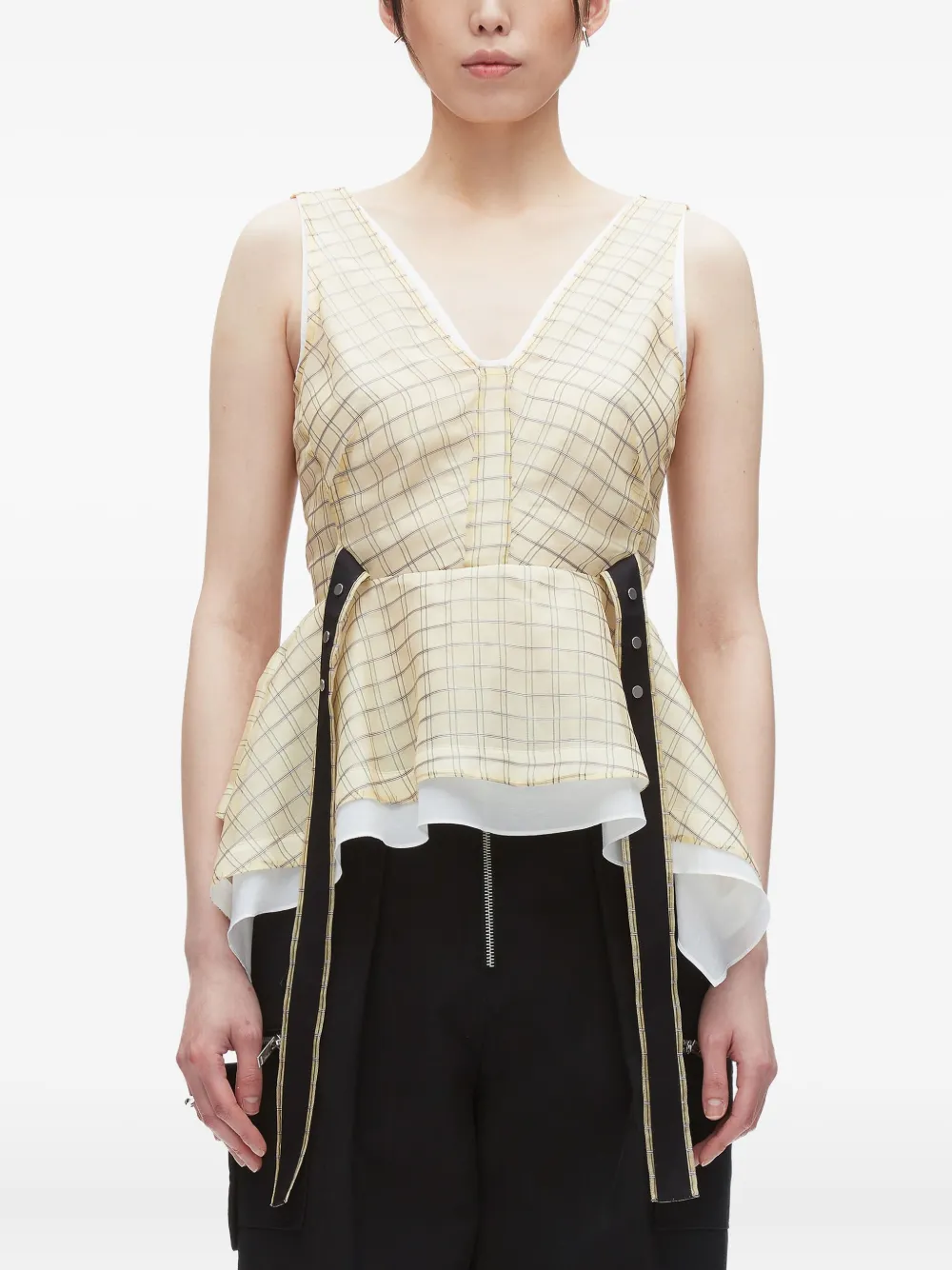 3.1 Phillip Lim checked peplum top Beige