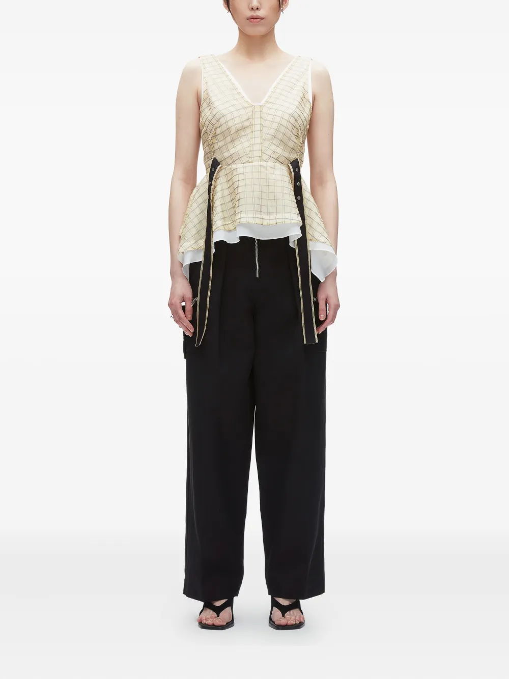 3.1 Phillip Lim checked peplum top Beige