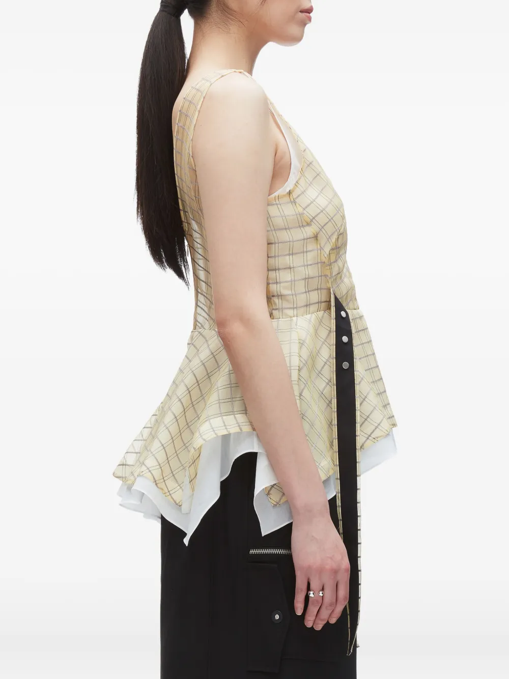 3.1 Phillip Lim checked peplum top Beige