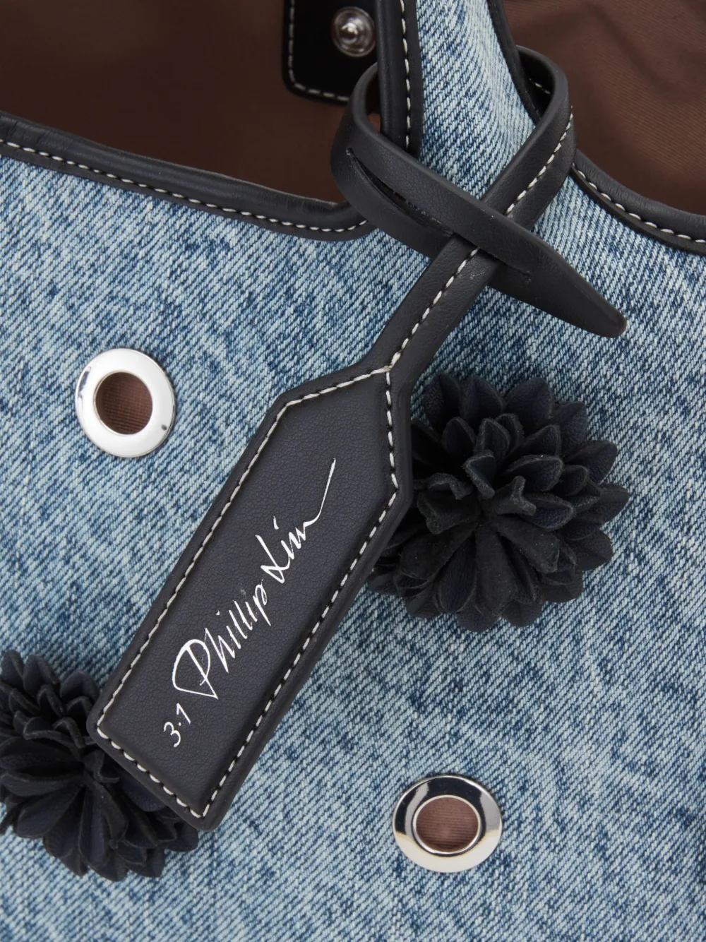 3.1 Phillip Lim flower-embellished eyelet tote bag Blauw
