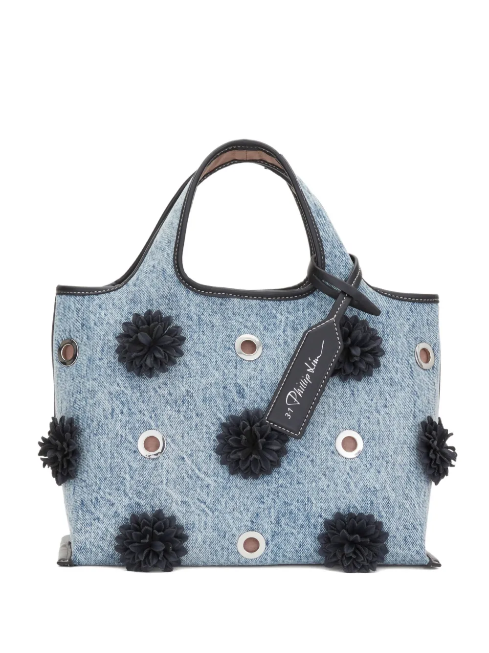 3.1 Phillip Lim flower-embellished eyelet tote bag Blauw